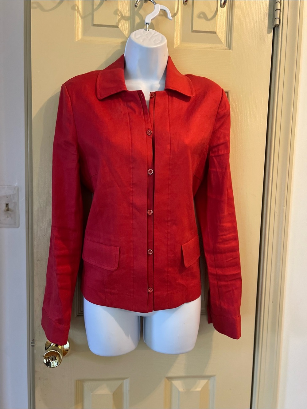 CAbi Red Button-Front Blazer Jacket